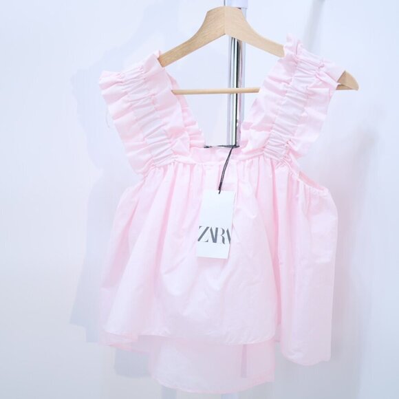 Zara Pink Ruffled Sleeveless Top, Size XS NWT - Picture 2 of 6